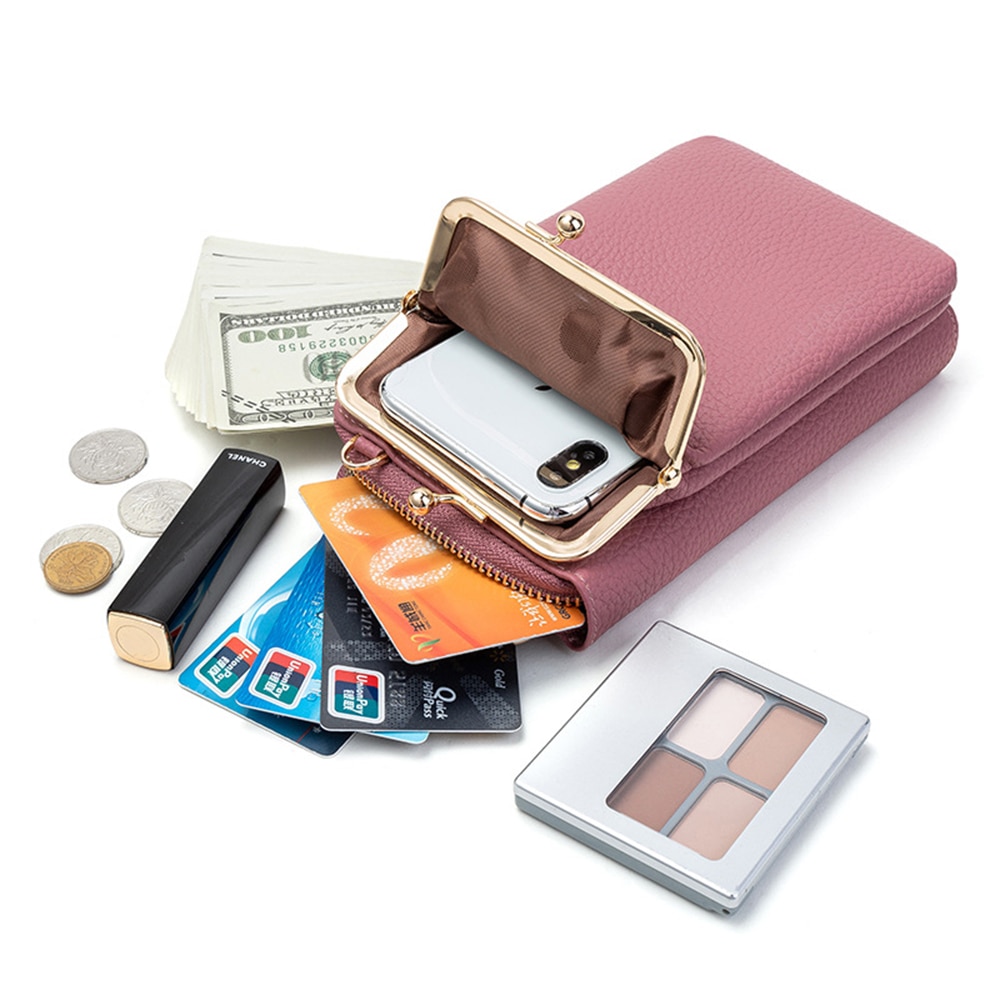 Women Phone Crossbody Bag PU Leather MINI Shoulder Messenger Bag Large Capacity Travel Portable Coin Purse Card Pouch