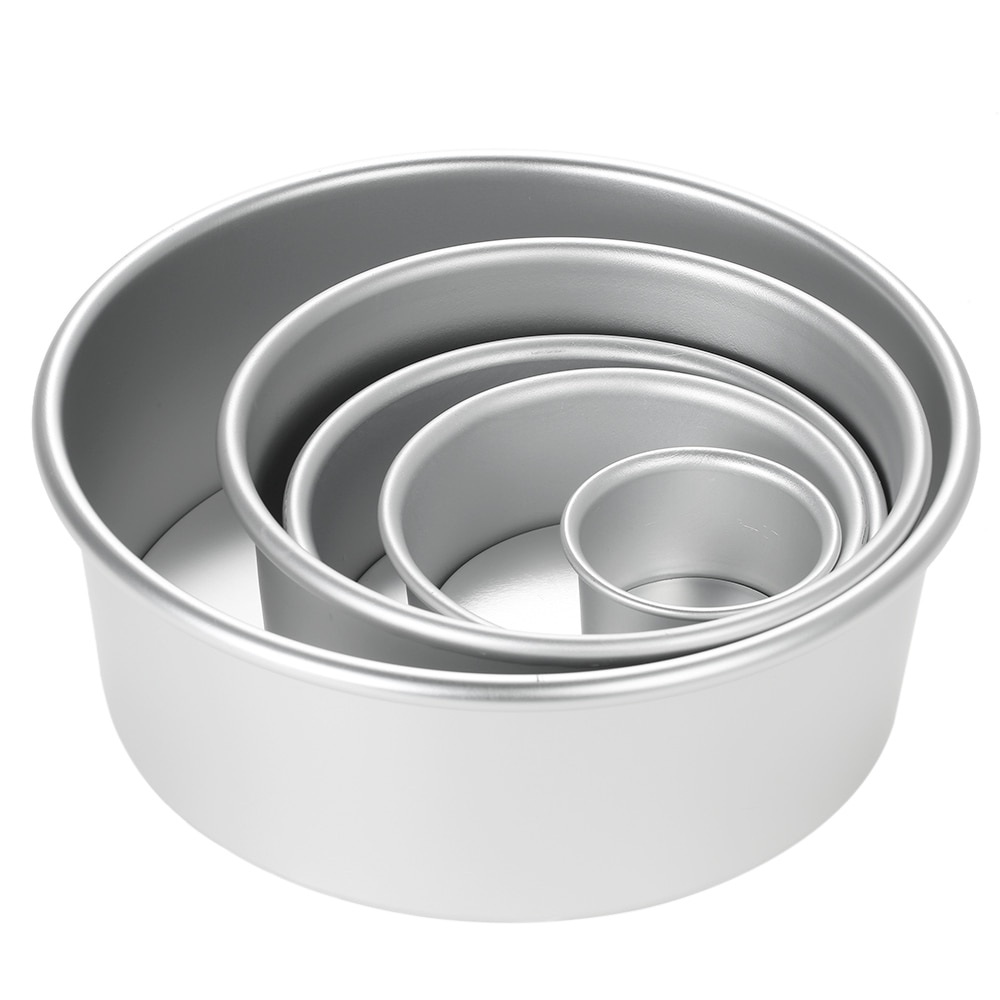 1/5pcs Cake Mould patisserie cake Aluminum Alloy Round Pudding Cheesecake Mold Set with Removable Bottom Chiffon Cake Baking Pan