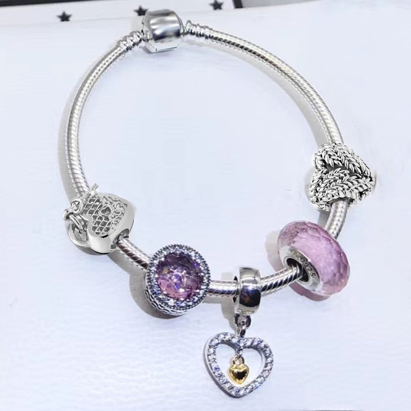 High Quality Silver Plated Charm Bracelet,DIY Fine Beads Charm Suitable Brand Bracelet for Women Jewelry Gift Shipping
