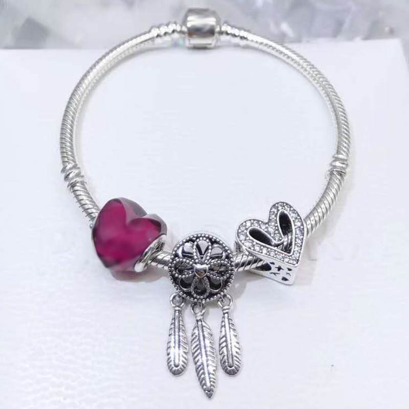High Quality Silver Plated Charm Bracelet,DIY Fine Beads Charm Suitable Brand Bracelet for Women Jewelry Gift Shipping