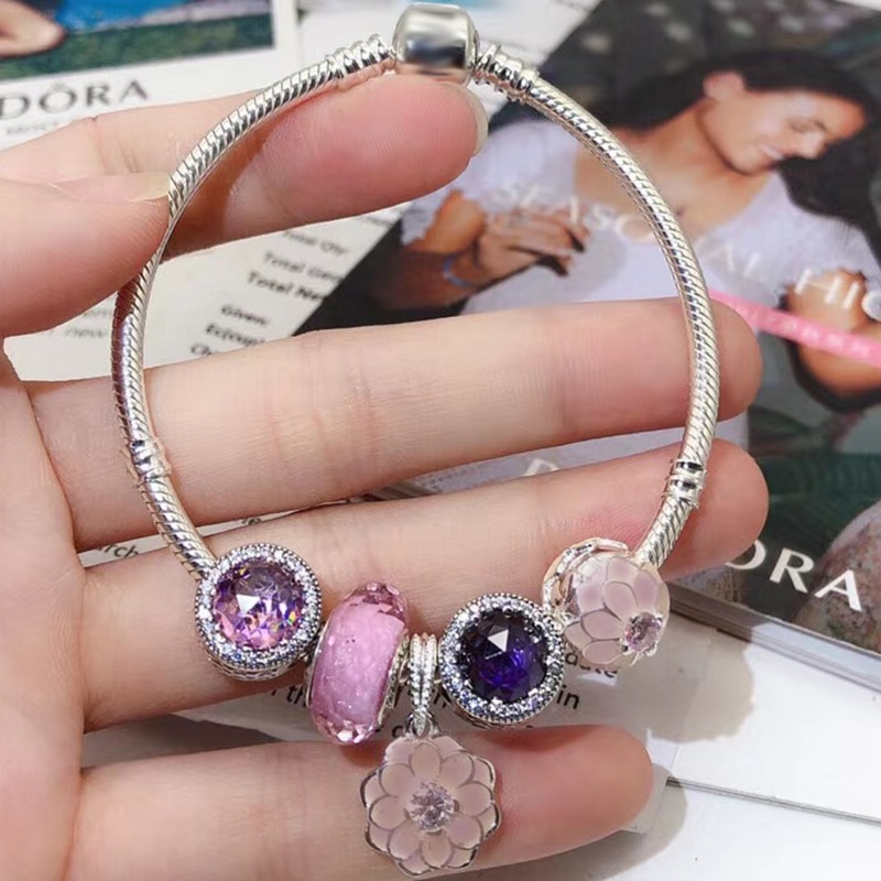 High Quality Silver Plated Charm Bracelet,DIY Fine Beads Charm Suitable Brand Bracelet for Women Jewelry Gift Shipping