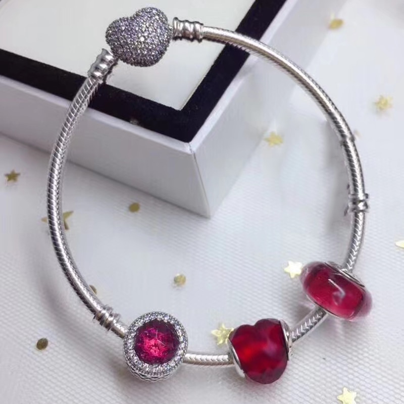 High Quality Silver Plated Charm Bracelet,DIY Fine Beads Charm Suitable Brand Bracelet for Women Jewelry Gift Shipping