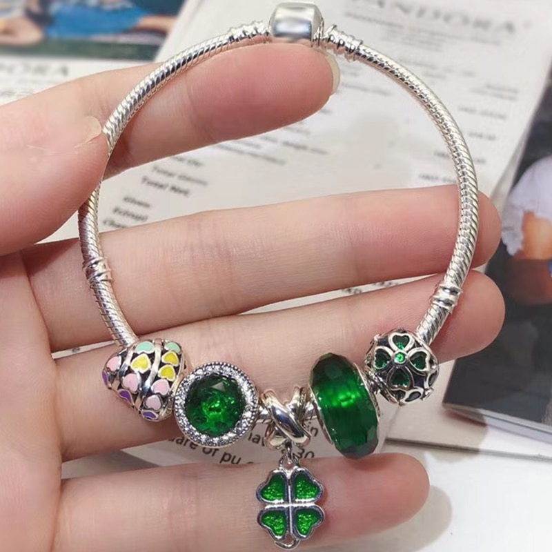 High Quality Silver Plated Charm Bracelet,DIY Fine Beads Charm Suitable Brand Bracelet for Women Jewelry Gift Shipping