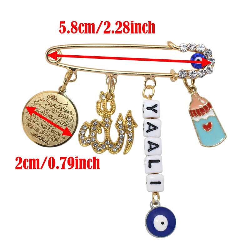 muslim islam AYATUL KURSI Allah Turkish evil eye YAALI Stainless Steel brooch  Baby Pin