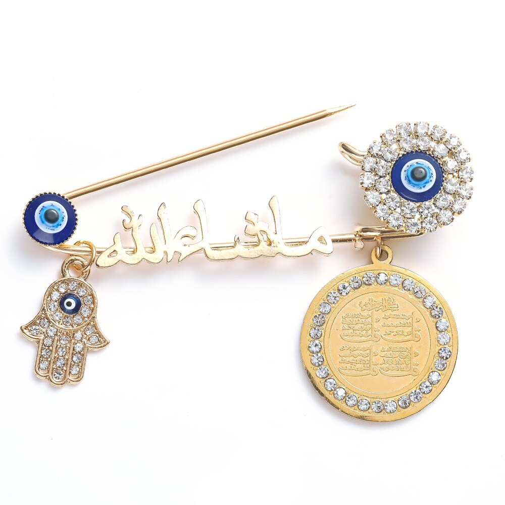 Religious Style Muslim Islam Arabic Palm Disc Turkey Evil Eye Classic Brooch Pin