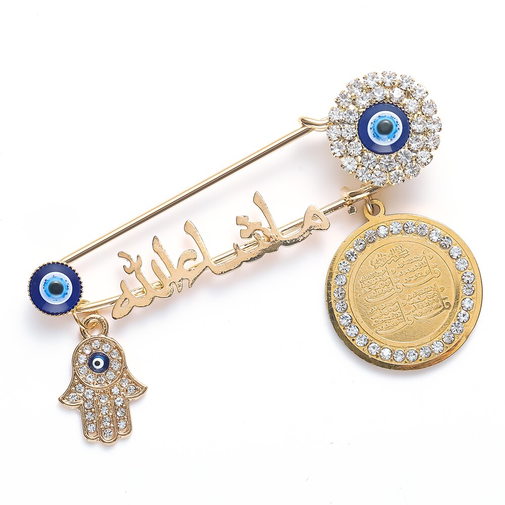 Religious Style Muslim Islam Arabic Palm Disc Turkey Evil Eye Classic Brooch Pin