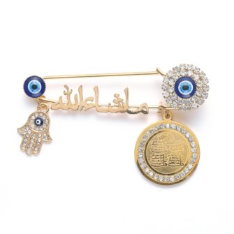 Religious Style Muslim Islam Arabic Palm Disc Turkey Evil Eye Classic Brooch Pin
