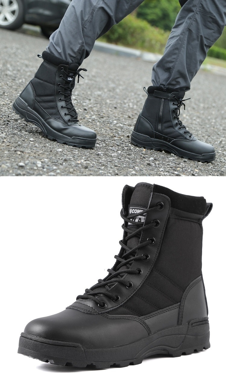 Army Military Tactical Boots Autumn Winter Outdoor Men Desert Ankle Boots Unisex High Top Lace Up Non-slip Shoes