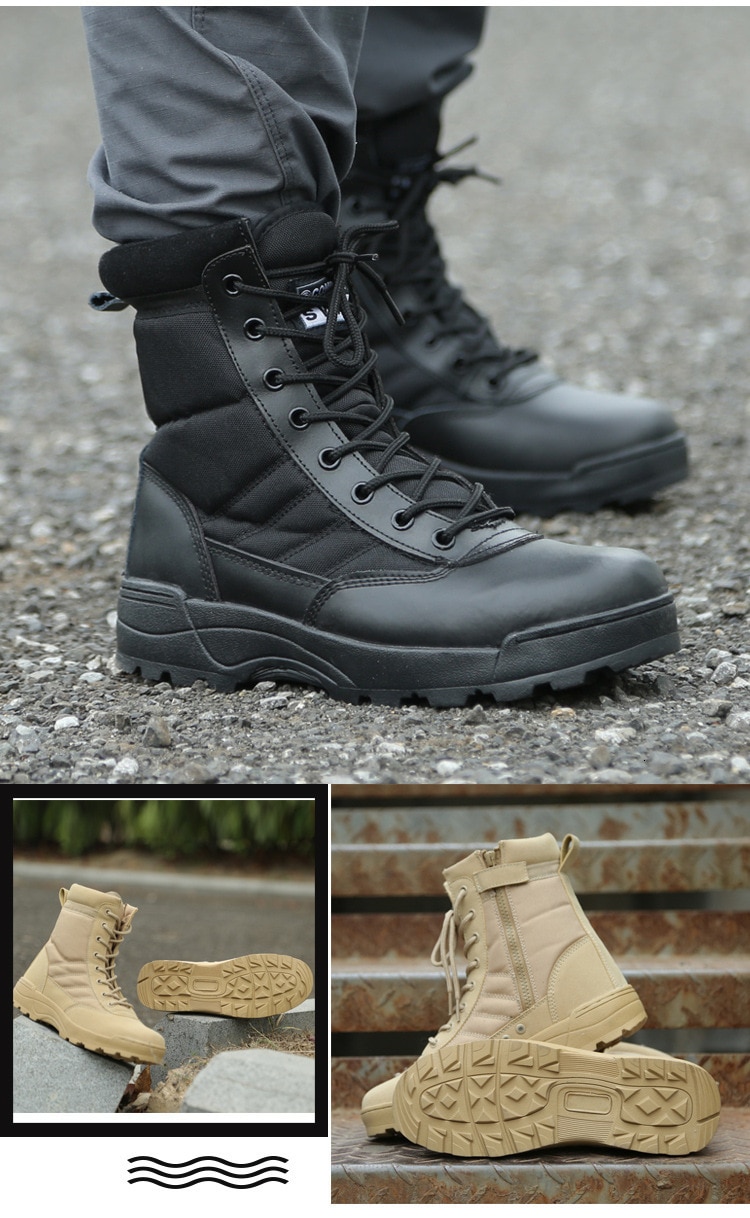 Army Military Tactical Boots Autumn Winter Outdoor Men Desert Ankle Boots Unisex High Top Lace Up Non-slip Shoes