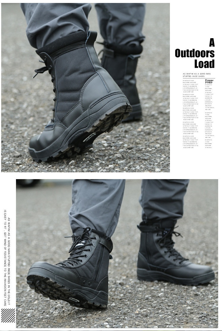 Army Military Tactical Boots Autumn Winter Outdoor Men Desert Ankle Boots Unisex High Top Lace Up Non-slip Shoes