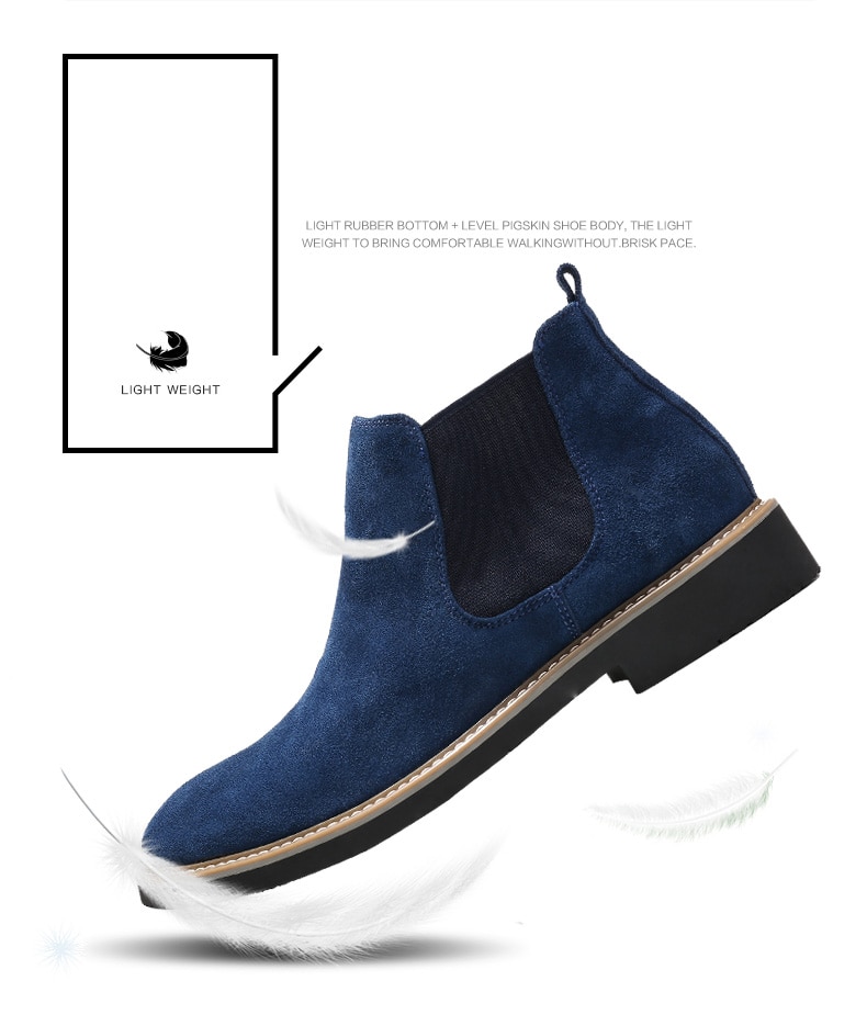 Casual For Men Ankle Chelsea Boots Men Shoes Cow Suede Leather Slip On Motorcycle Men Boot