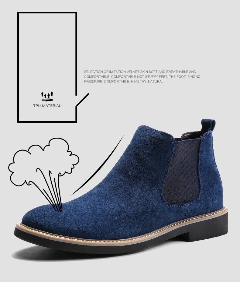 Casual For Men Ankle Chelsea Boots Men Shoes Cow Suede Leather Slip On Motorcycle Men Boot