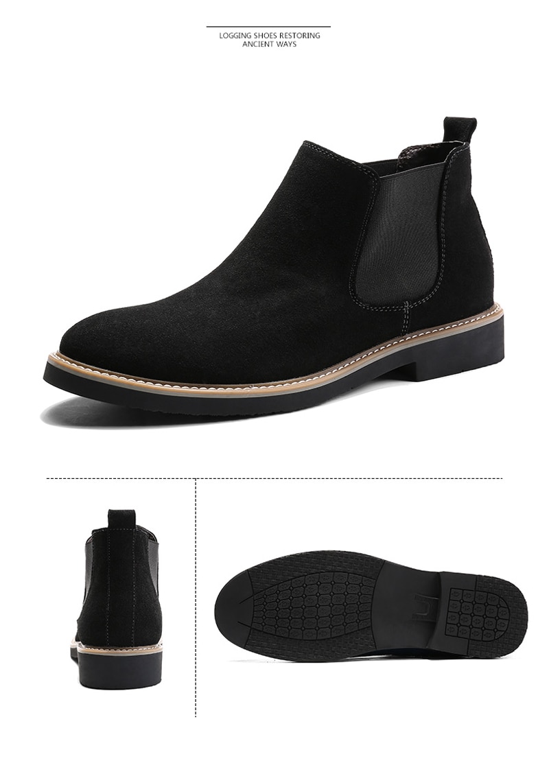 Casual For Men Ankle Chelsea Boots Men Shoes Cow Suede Leather Slip On Motorcycle Men Boot