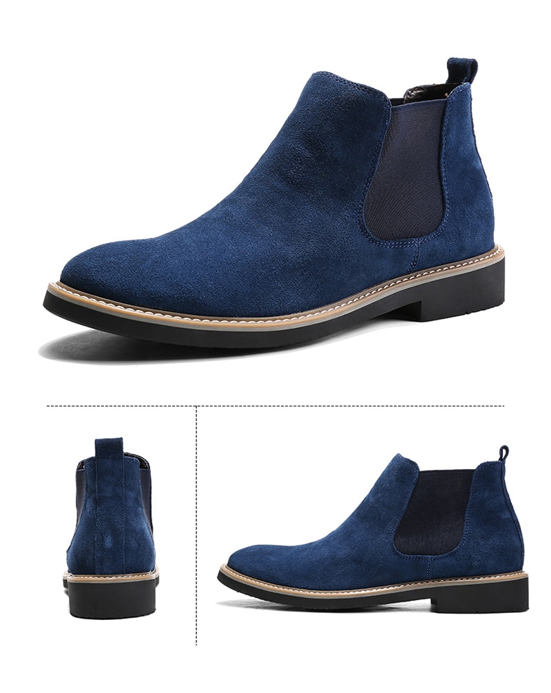 Casual For Men Ankle Chelsea Boots Men Shoes Cow Suede Leather Slip On Motorcycle Men Boot