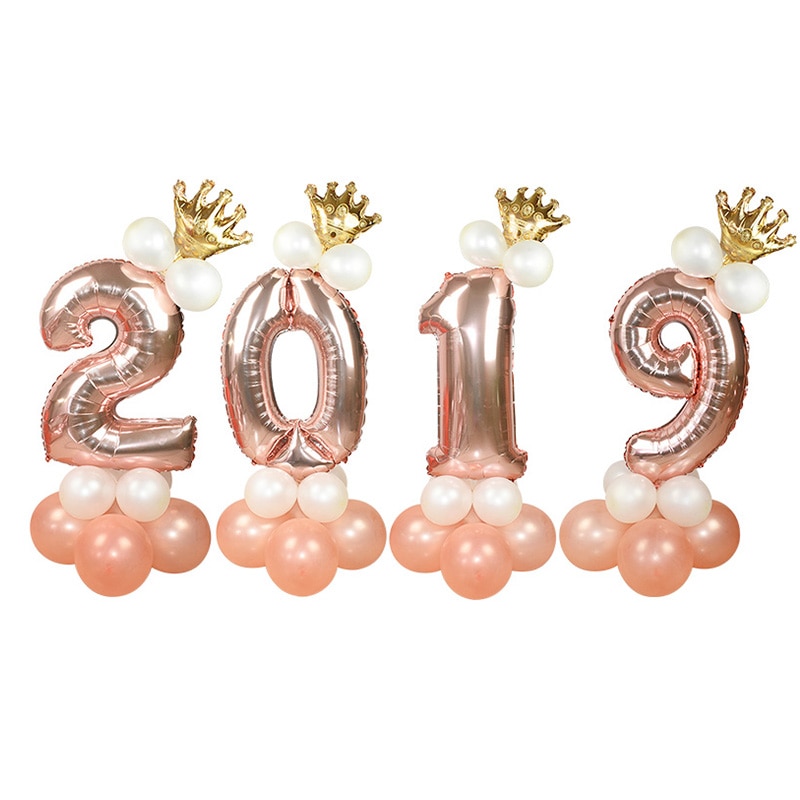 13Pcs/set Rose Gold Number Foil Balloons Happy Birthday Balloons Baby Shower Kids Birthday Party Decorations Number Balloons