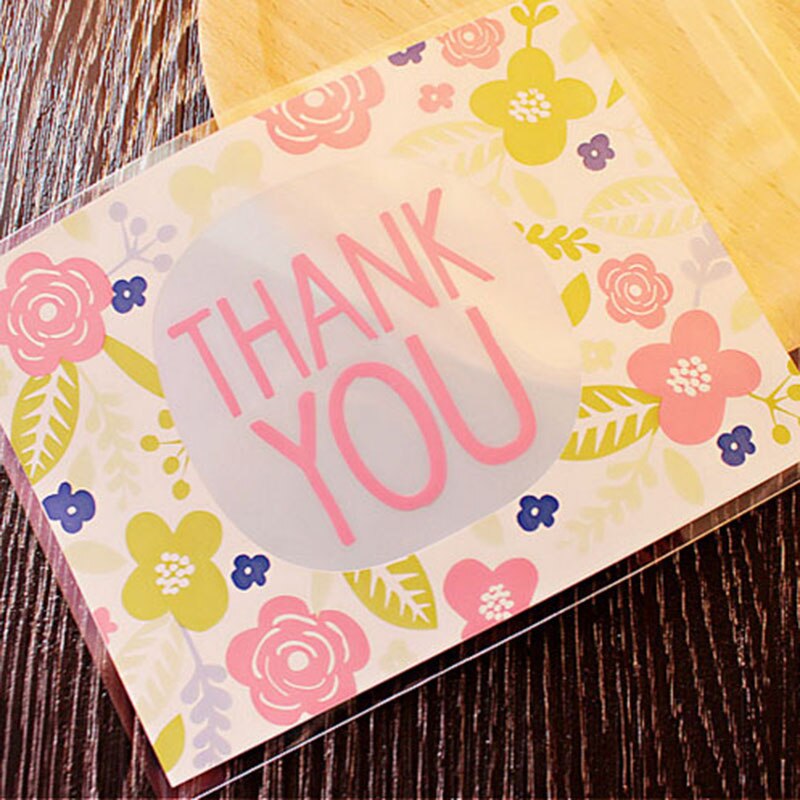 50pcs 100pcs 10*13cm Thank You Thanks Candy Cookie Bags Wedding Party Thanksgiving Day Gift Bag Plastic Biscuit Packaging Bag