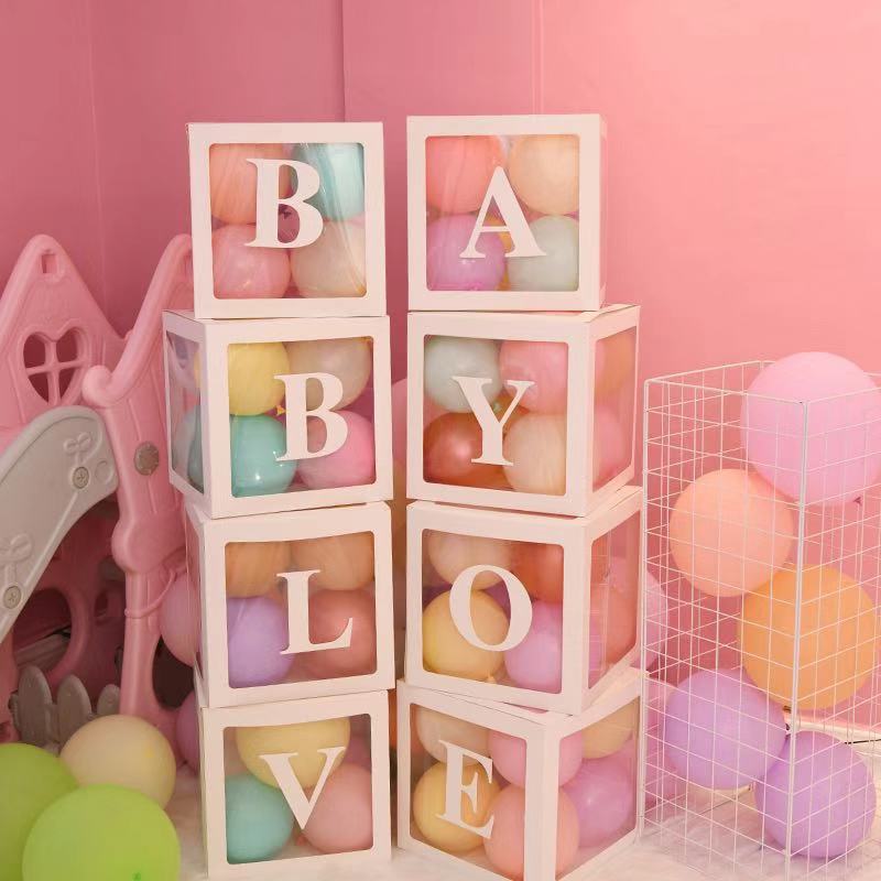 Baby Transparent Box Storage Balloon Baby Shower Decorations Kids Baby Shower Boy Girl Gifts Wedding Decor Storage Box