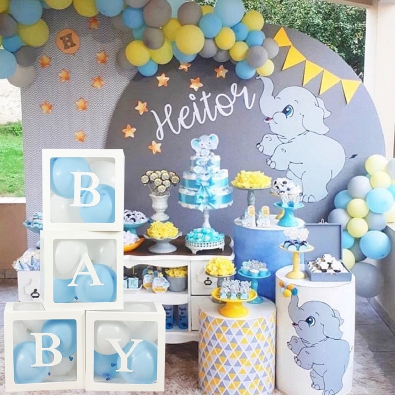 Baby Transparent Box Storage Balloon Baby Shower Decorations Kids Baby Shower Boy Girl Gifts Wedding Decor Storage Box