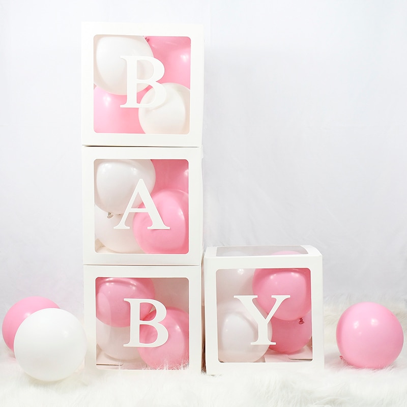 Baby Transparent Box Storage Balloon Baby Shower Decorations Kids Baby Shower Boy Girl Gifts Wedding Decor Storage Box