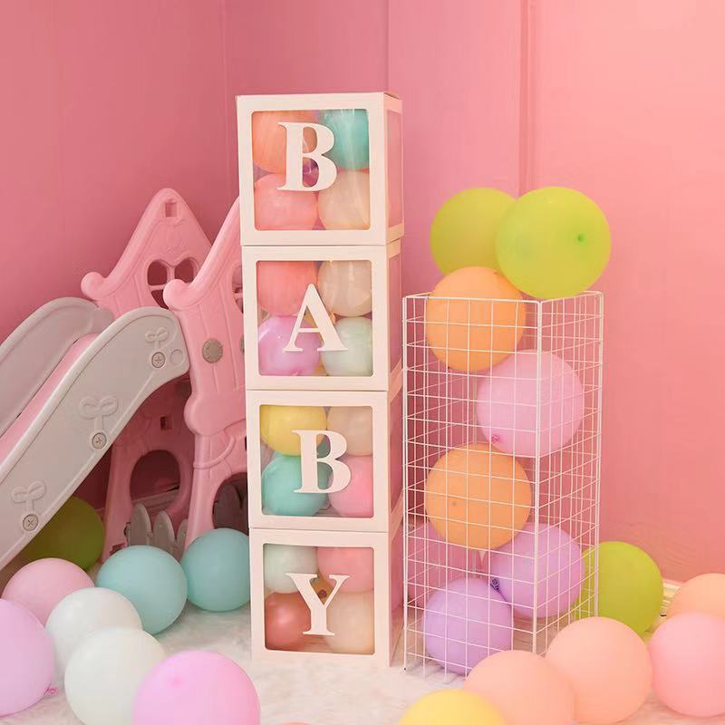 Baby Transparent Box Storage Balloon Baby Shower Decorations Kids Baby Shower Boy Girl Gifts Wedding Decor Storage Box