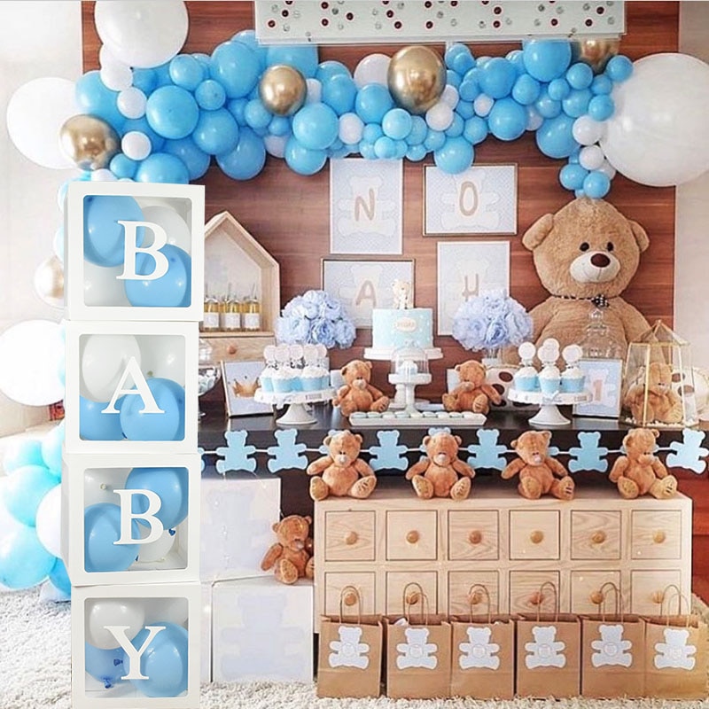 Baby Transparent Box Storage Balloon Baby Shower Decorations Kids Baby Shower Boy Girl Gifts Wedding Decor Storage Box