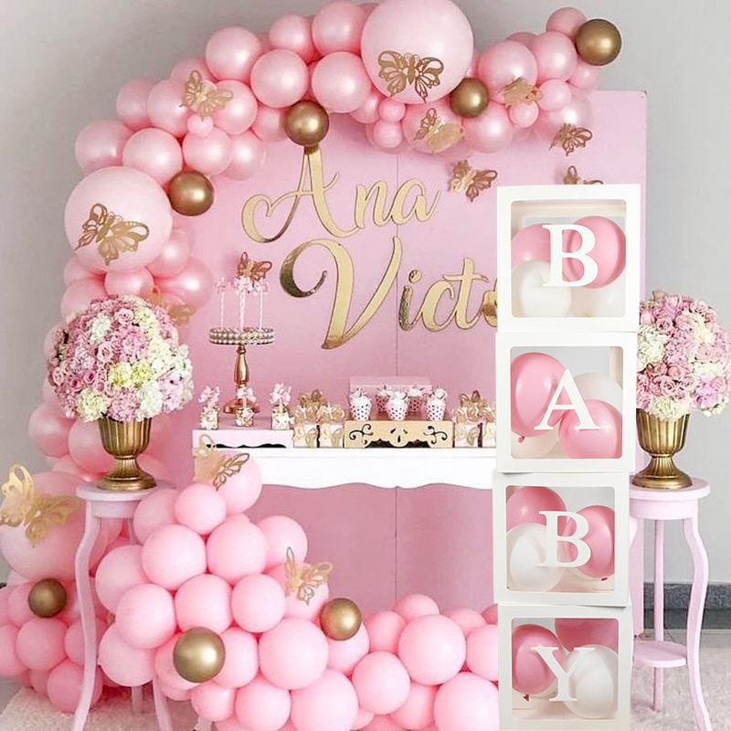 Baby Transparent Box Storage Balloon Baby Shower Decorations Kids Baby Shower Boy Girl Gifts Wedding Decor Storage Box