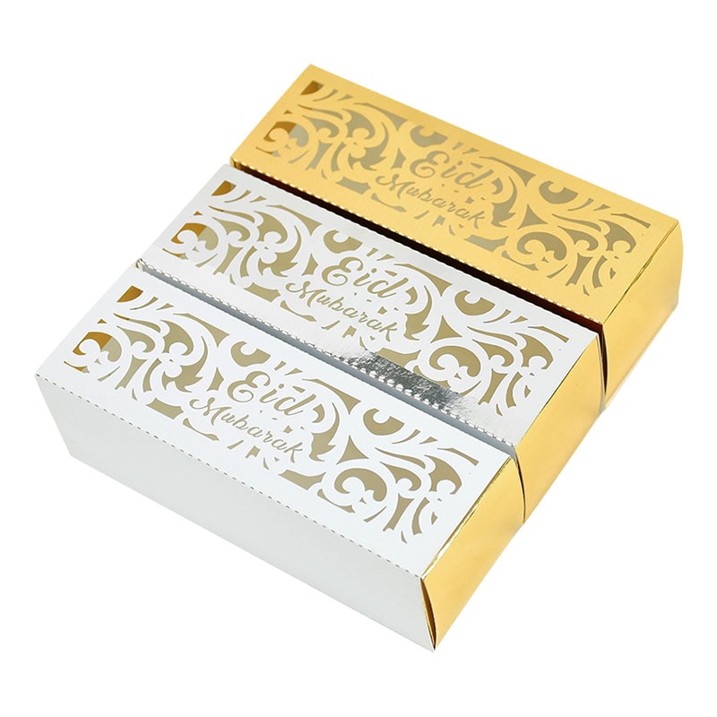 10pcs Eid Mubarak Chocolate Candy Box Ramadan Kareem Favor Gift Box DIY Islamic Muslim Festival Happy Al-Fitr Eid Party Supplies