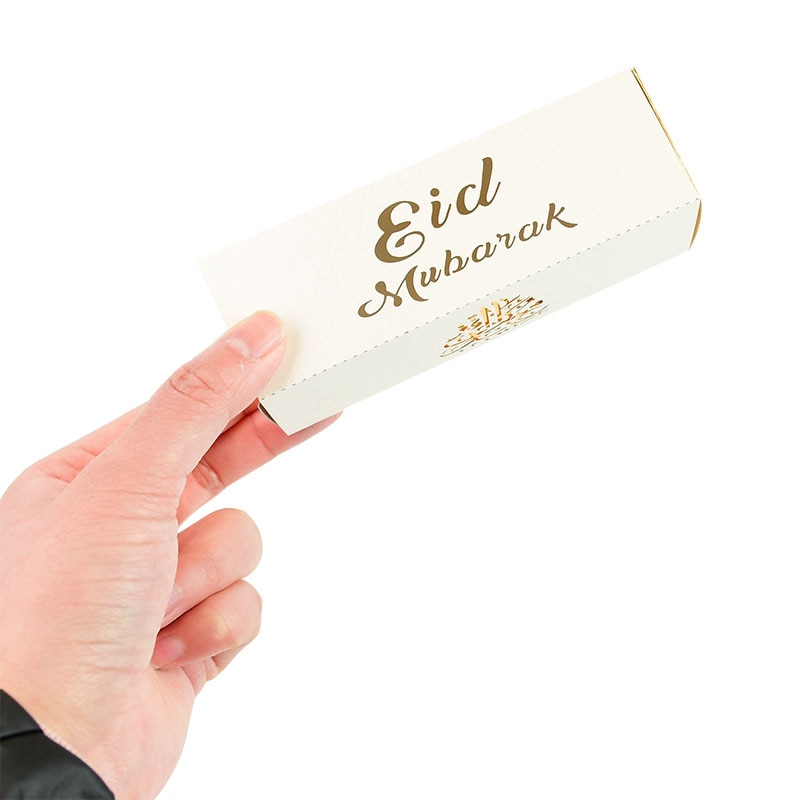 10pcs Eid Mubarak Chocolate Candy Box Ramadan Kareem Favor Gift Box DIY Islamic Muslim Festival Happy Al-Fitr Eid Party Supplies