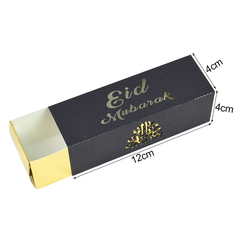10pcs Eid Mubarak Chocolate Candy Box Ramadan Kareem Favor Gift Box DIY Islamic Muslim Festival Happy Al-Fitr Eid Party Supplies