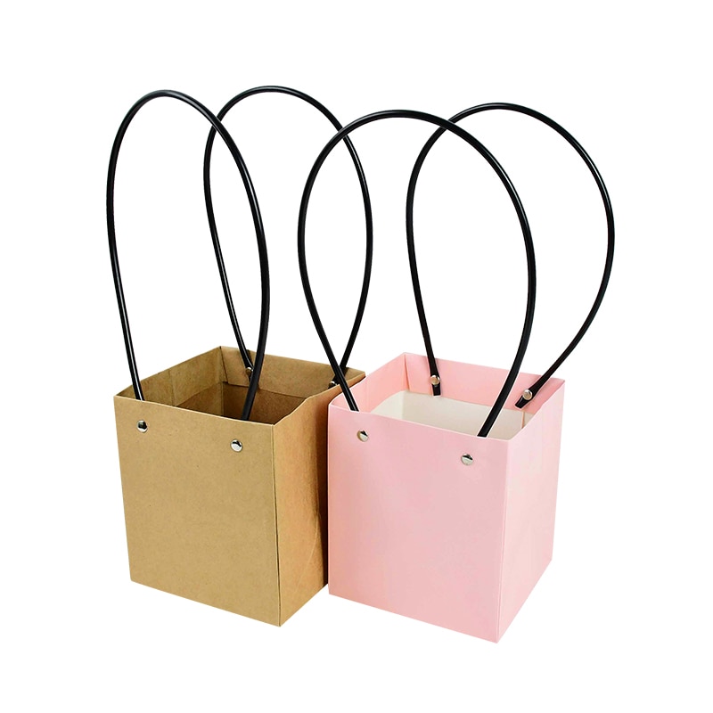 Portable Flower Box Waterproof Paper Handy Gift Bag Kraft Handbag Wedding Rose Party Gift Box Packaging For Candy Cake Birthday