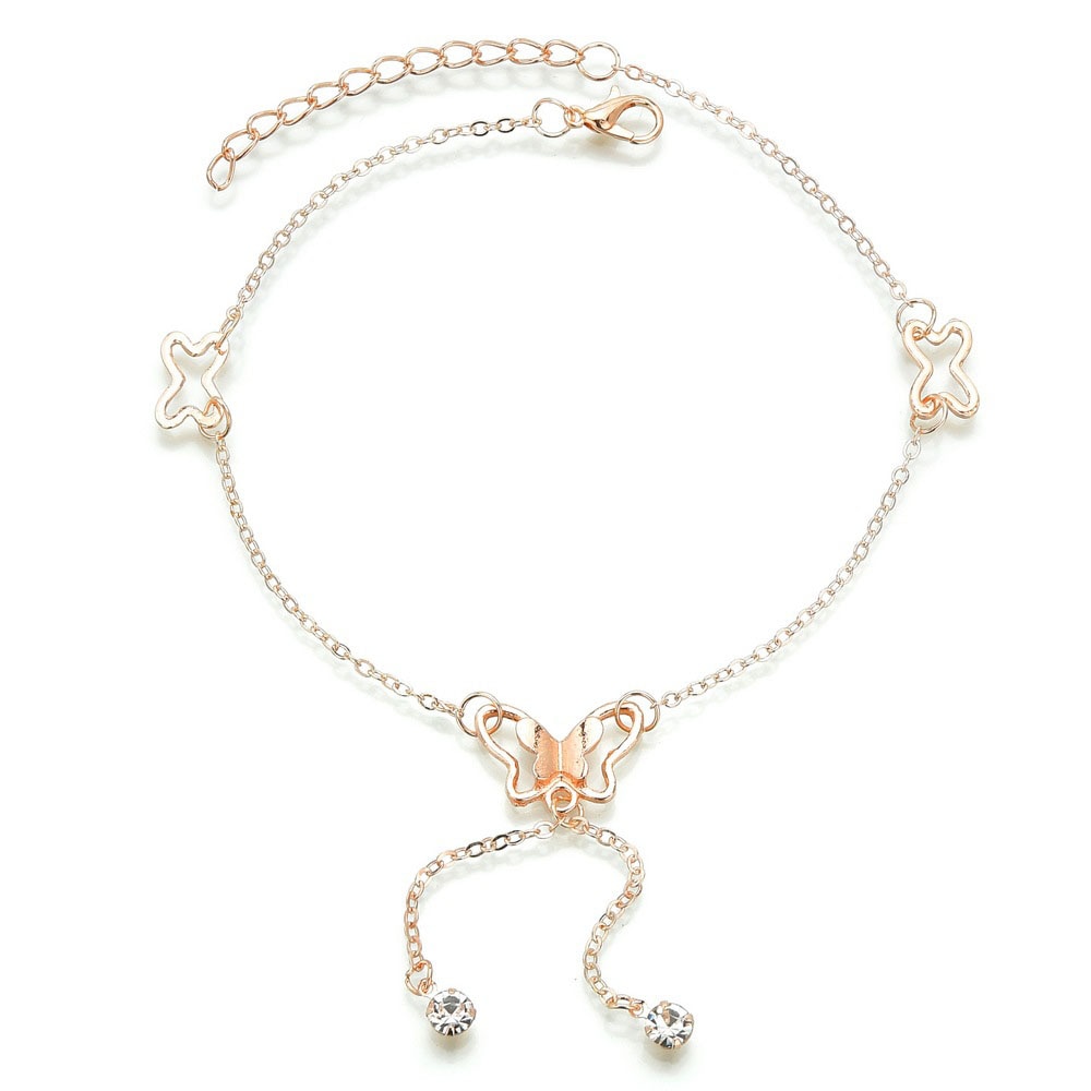 Yobest Sweet Simple Butterfly Shape Anklet Bracelet Gold Silver color Chain Beach Foot Sandal for Women Gift