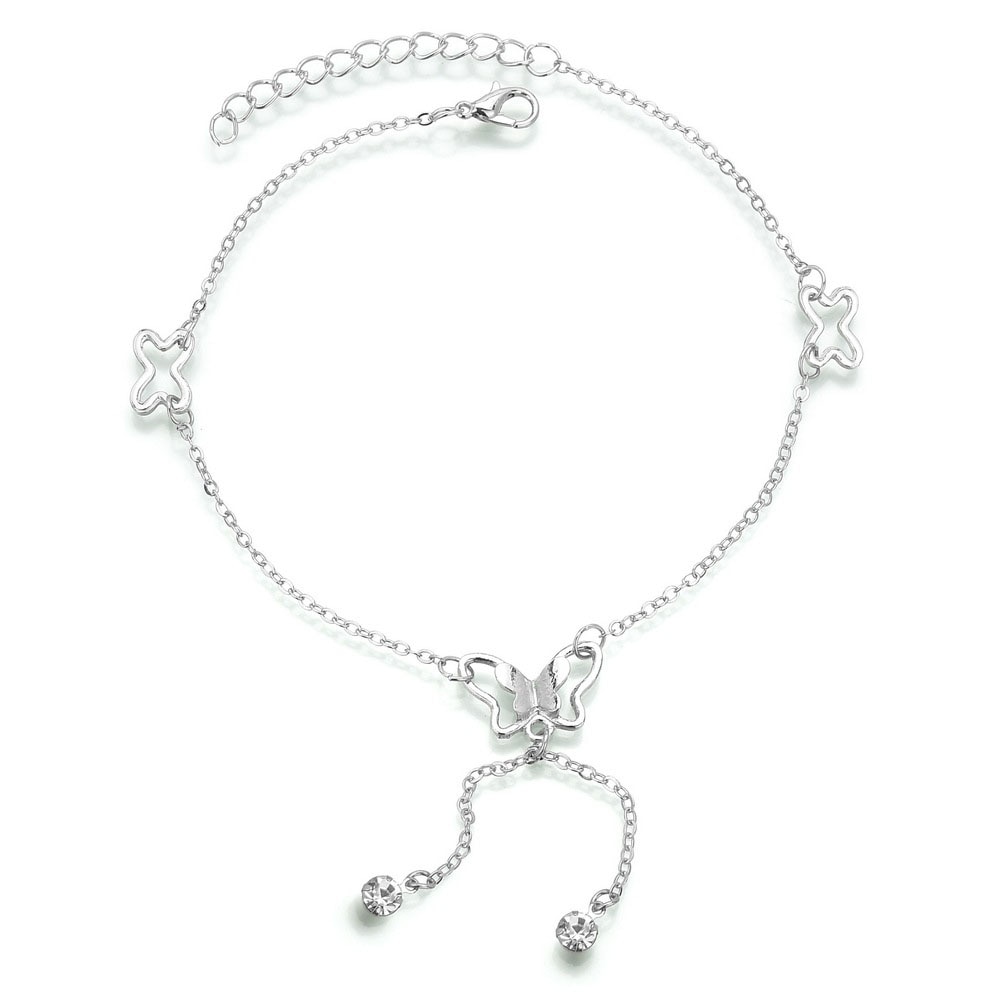 Yobest Sweet Simple Butterfly Shape Anklet Bracelet Gold Silver color Chain Beach Foot Sandal for Women Gift