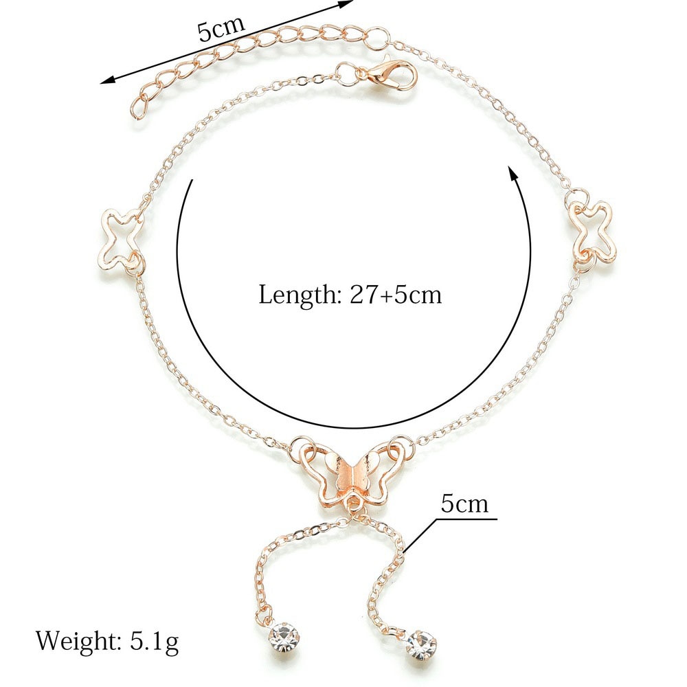 Yobest Sweet Simple Butterfly Shape Anklet Bracelet Gold Silver color Chain Beach Foot Sandal for Women Gift