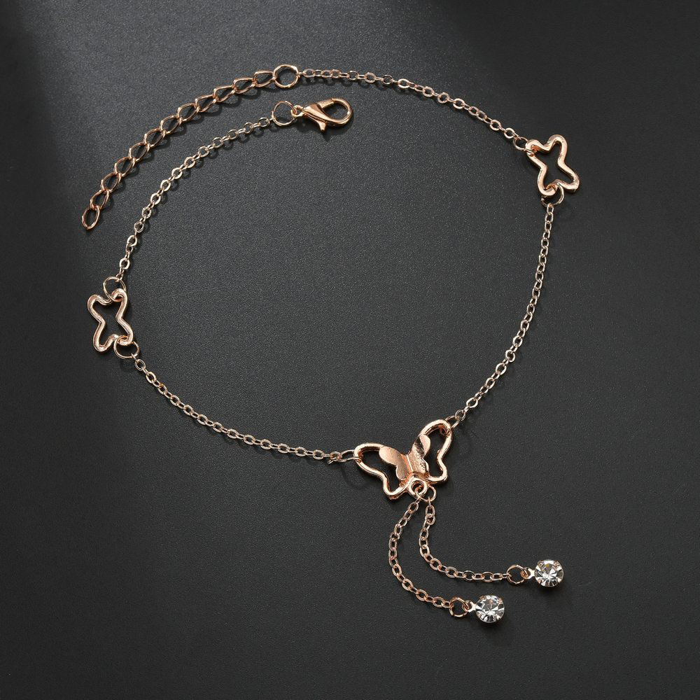 Yobest Sweet Simple Butterfly Shape Anklet Bracelet Gold Silver color Chain Beach Foot Sandal for Women Gift