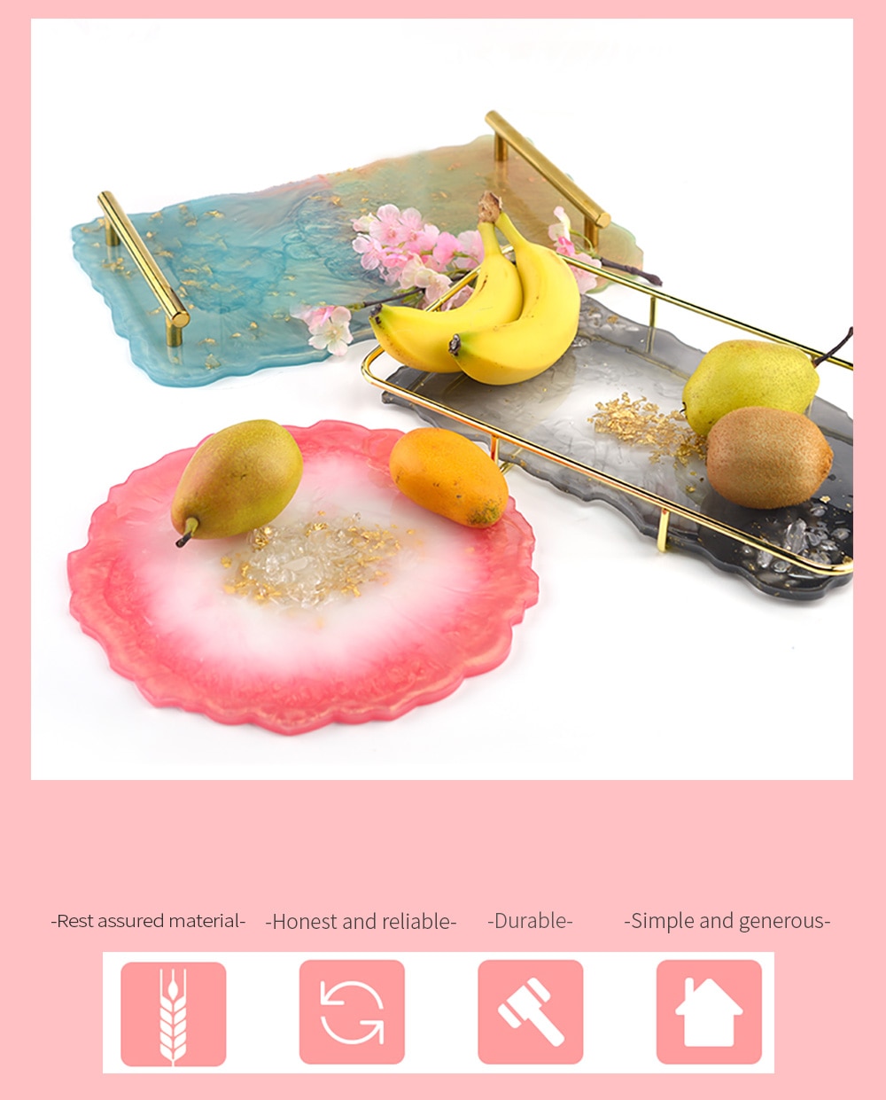 Hot Sell Home Decorative Craft Mold DIY Fruit Tray Table Mat Resin Silicone Base Coaster Tray Mold For Jewelry Making Resin Mold