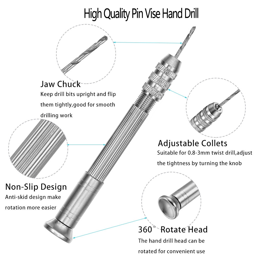 1 Set Metal Hand Drill Equipments UV Resin Mold Tools and Handmade Jewelry Tool with 0.8mm-3.0mm Drill Screw for Resin Casting