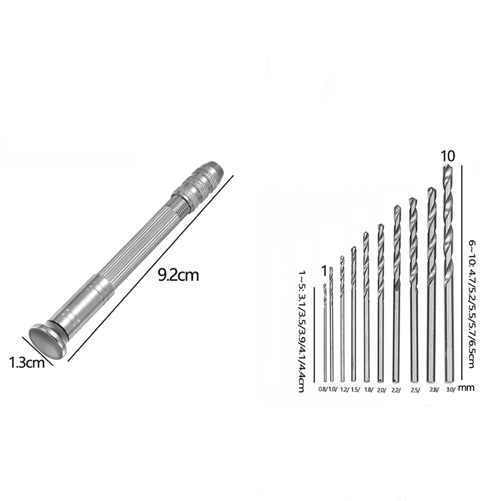 1 Set Metal Hand Drill Equipments UV Resin Mold Tools and Handmade Jewelry Tool with 0.8mm-3.0mm Drill Screw for Resin Casting