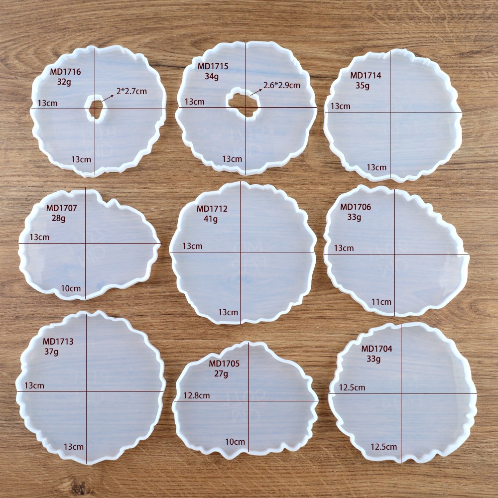30 Styles Epoxy Resin Coaster Molds Silicone DIY Wine Cup Holder Map Irregular Wave Agate Casting Mold For Resin Craft DM010