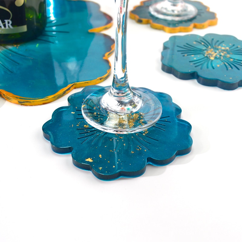 30 Styles Epoxy Resin Coaster Molds Silicone DIY Wine Cup Holder Map Irregular Wave Agate Casting Mold For Resin Craft DM010
