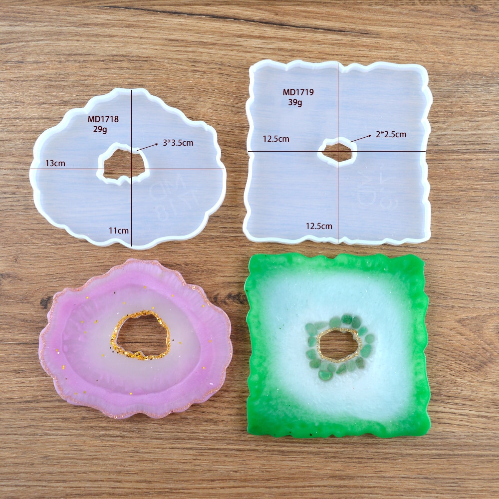 30 Styles Epoxy Resin Coaster Molds Silicone DIY Wine Cup Holder Map Irregular Wave Agate Casting Mold For Resin Craft DM010