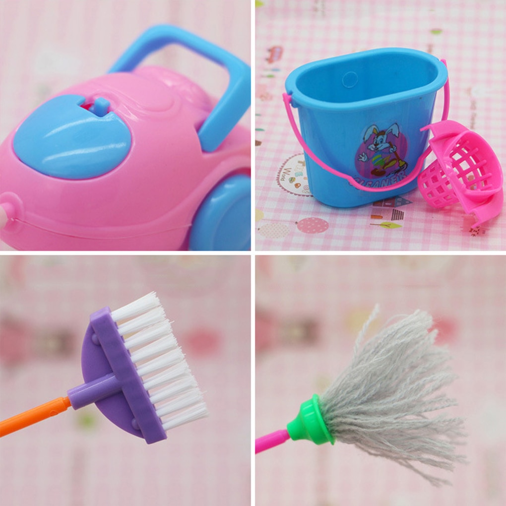 9pcs /set Mini Doll Accessories Household Cleaning Tools For Doll Accessories High Quality Dollhouse Kids Educational Toy