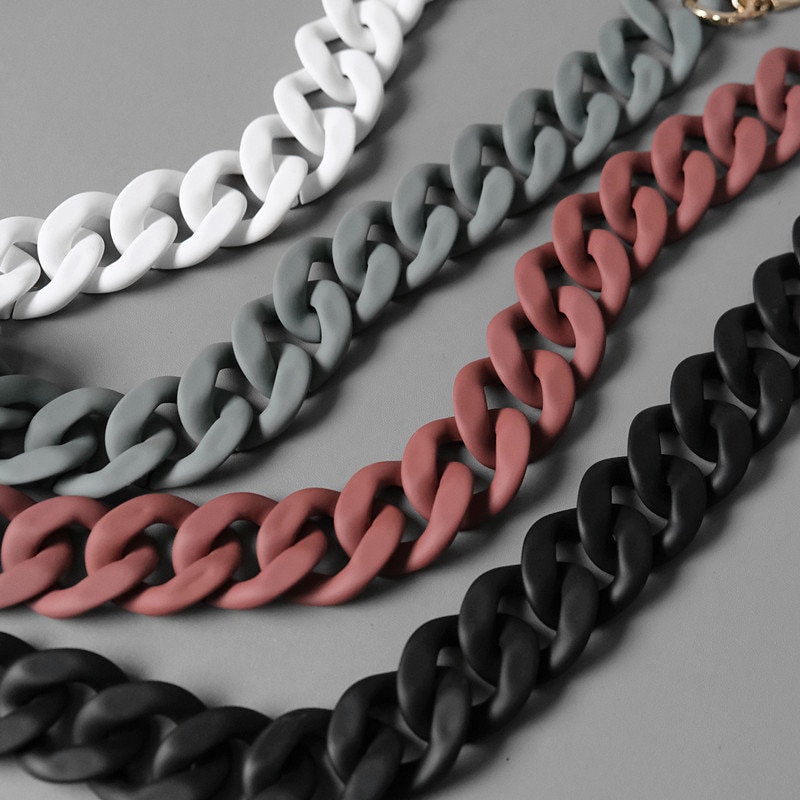 Handbag Accessory Chain Black White Green Resin Chain Luxury Frosted Strap Women Clutch Shoulder Purse Chain