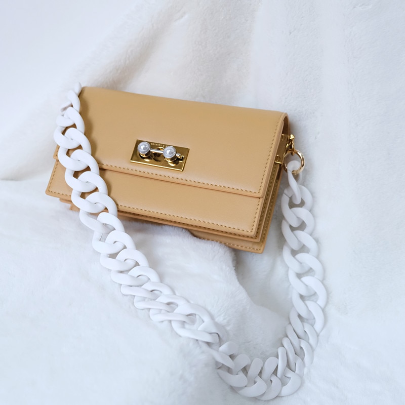 Handbag Accessory Chain Black White Green Resin Chain Luxury Frosted Strap Women Clutch Shoulder Purse Chain