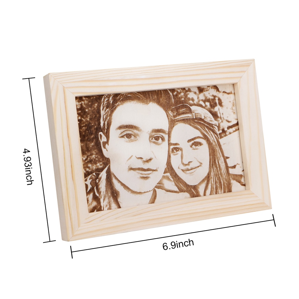 Custom Photo Engraved Wood Picture Frame Personalized Natural Wooden Photo Frame Wedding Accessories Family Gift for lovers