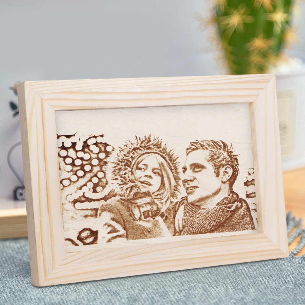 Custom Photo Engraved Wood Picture Frame Personalized Natural Wooden Photo Frame Wedding Accessories Family Gift for lovers