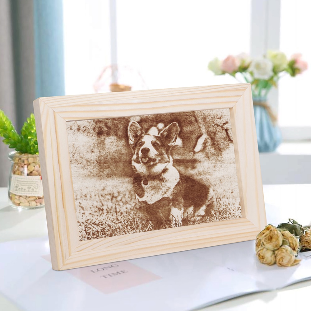Custom Photo Engraved Wood Picture Frame Personalized Natural Wooden Photo Frame Wedding Accessories Family Gift for lovers