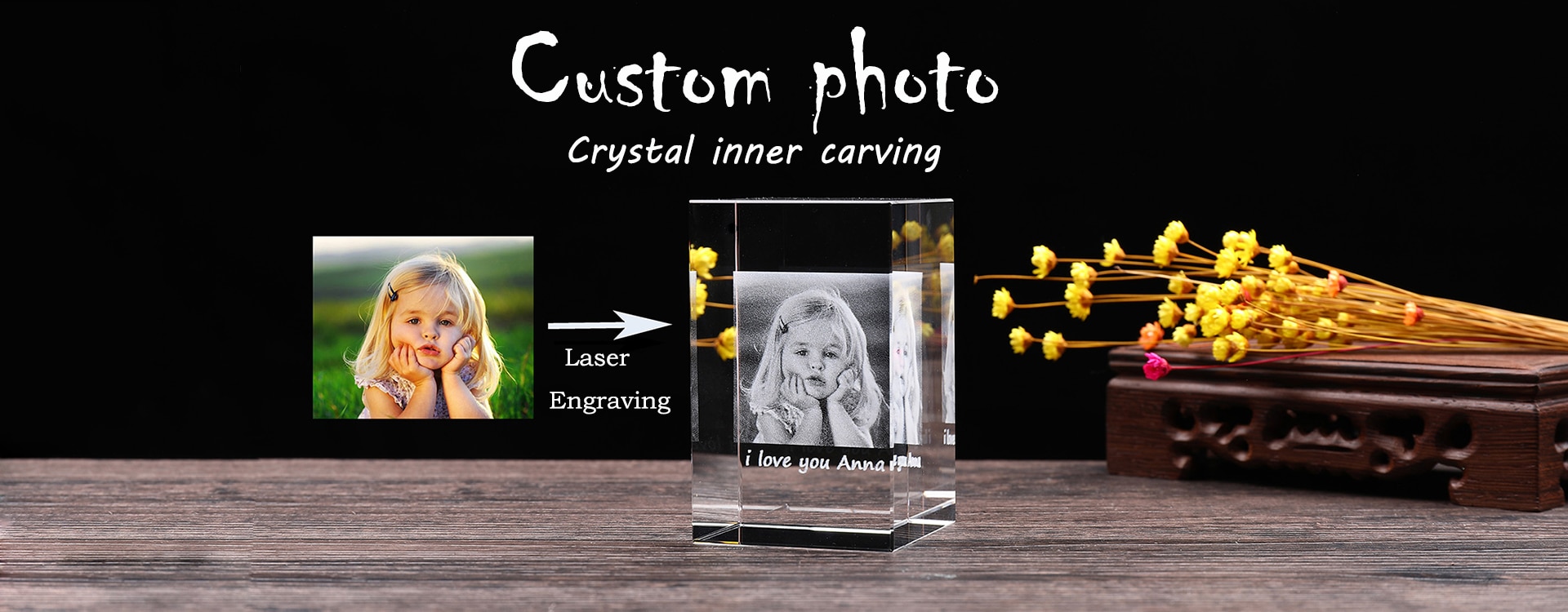 Personalized Custom Crystal Photo Frame Laser Engraved Your Image Crystal  Wedding Anniversary Birthday Gifts For Friends