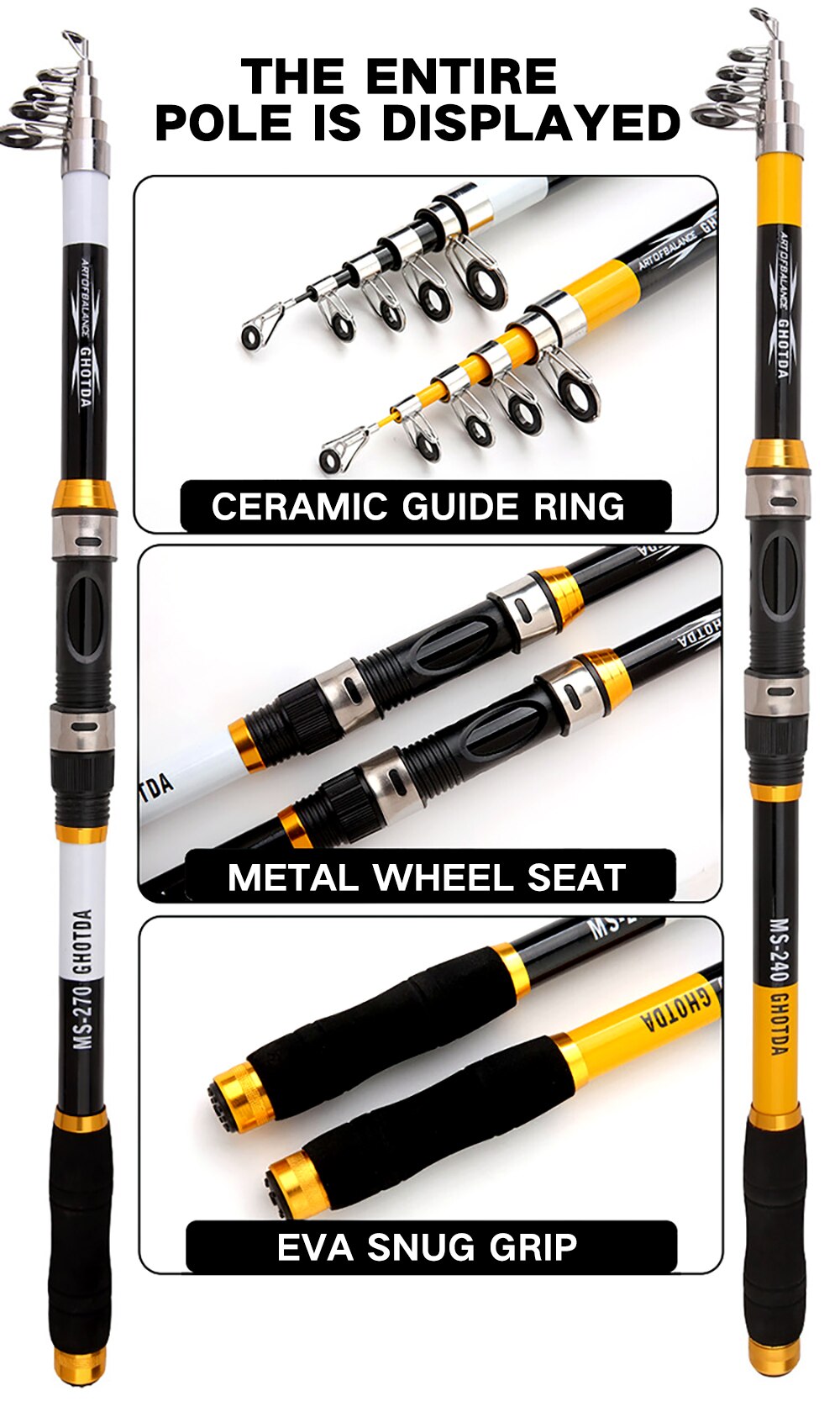 2.1M -3.6M Carp Fishing Rod feeder Hard Carbon Fiber Telescopic Fishing Rod Fishing Pole