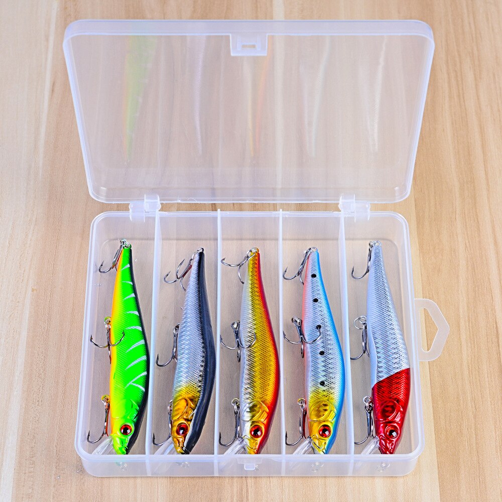 5 Pcs/Set Minnow Fishing Lures Crankbaits 20.5g 140mm Fishing Accessories With Storage Box