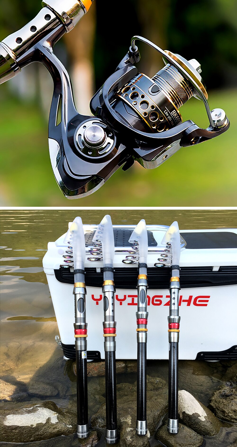 1.8-3.6m carbon telescopic fishing rod combo spinning reel fishing set short travel stick carp bass pike boat rod reel kit